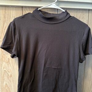 One Step Ahead Black Ribbed Top